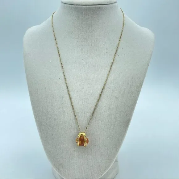 Roman Co Simulated Citrine Necklace | Crystal Stone Gold Pendant Stamped RMN - Picture 4 of 12